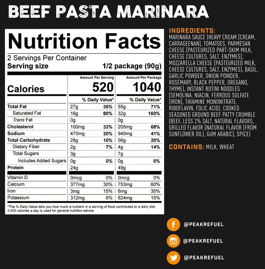 PEAK Refuel Pouch - Beef Pasta Marinara