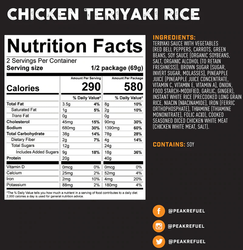 PEAK Refuel Pouch - Chicken Teriyaki Rice