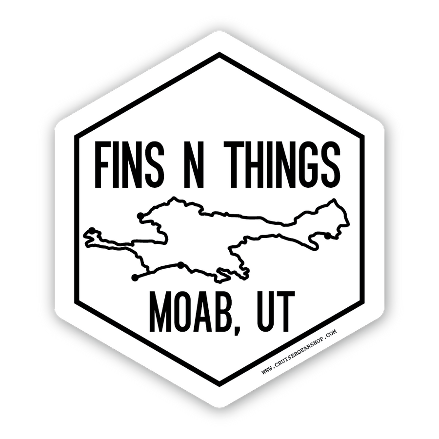 FINS N THINGS - Trails of Moab UT - (STICKER)